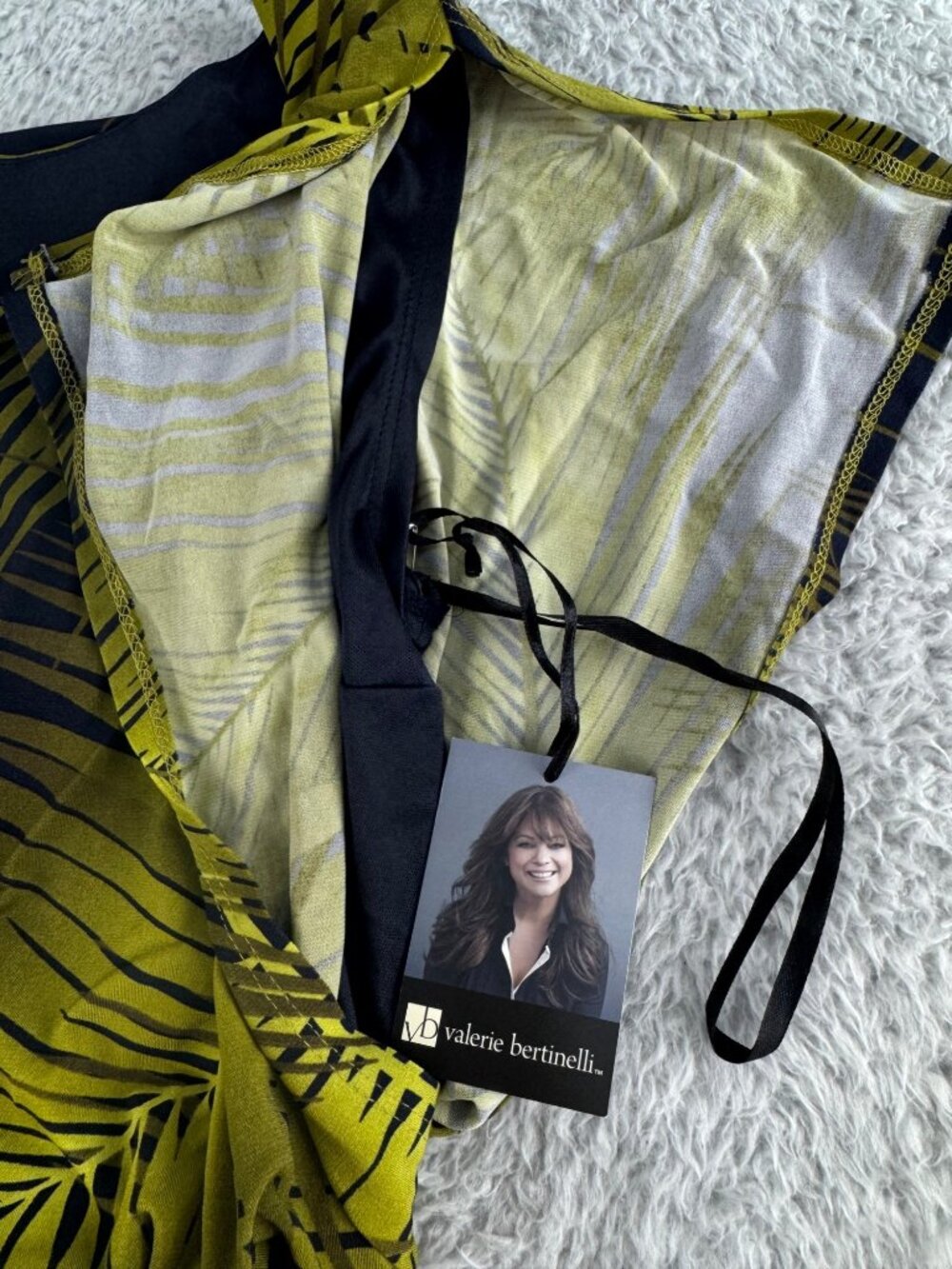 Valerie Bertinelli Womens Tropical Palm Print Dress 8 Yellow & Black Travel - Picture 6 of 16